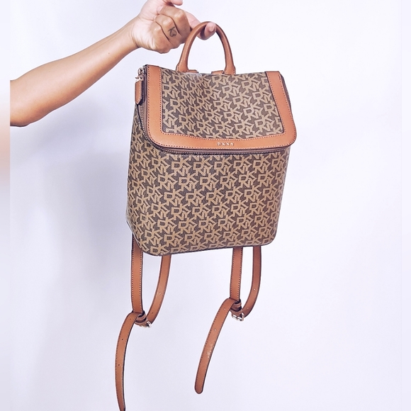 DKNY Logo Faux Leather Backpack - Picture 3 of 15